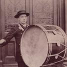 Young man with bass drum